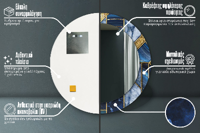 Bedrukte ronde spiegel Modern marmer