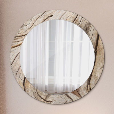 Ronde spiegel met decoratie Gebarsten hout