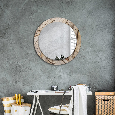 Ronde spiegel met decoratie Gebarsten hout