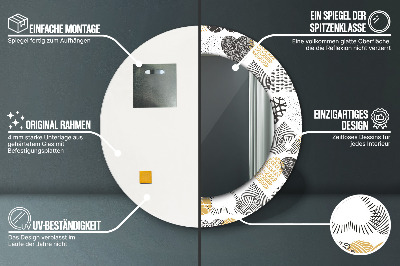 Ronde spiegel met bedrukte lijst De harten van doodle