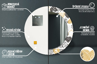 Ronde spiegel met bedrukte lijst De harten van doodle