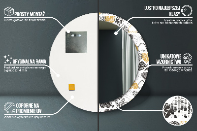 Ronde spiegel met bedrukte lijst De harten van doodle