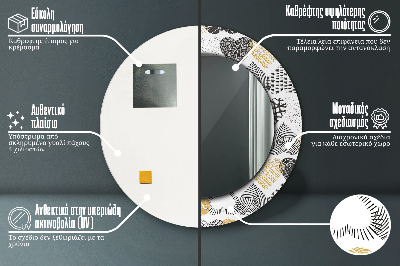 Ronde spiegel met bedrukte lijst De harten van doodle