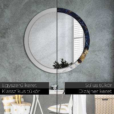 Ronde spiegel met decoratie Blauw marmer