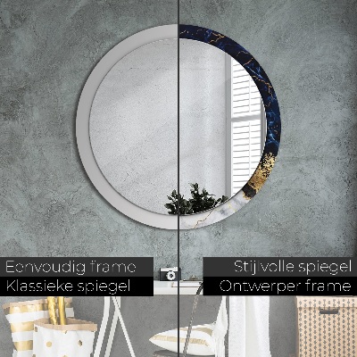 Ronde spiegel met decoratie Blauw marmer