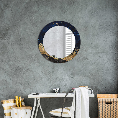 Ronde spiegel met decoratie Blauw marmer