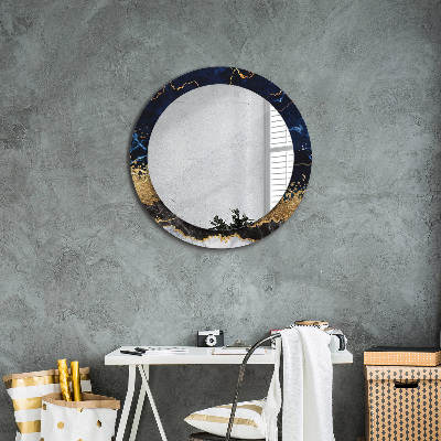 Ronde spiegel met decoratie Blauw marmer