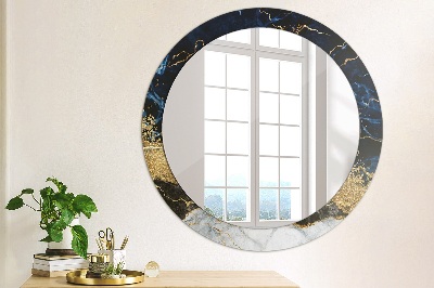 Ronde spiegel met decoratie Blauw marmer