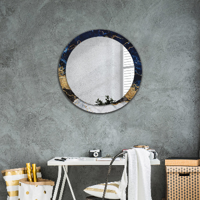 Ronde spiegel met decoratie Blauw marmer