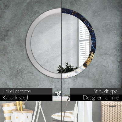 Ronde spiegel met decoratie Blauw marmer