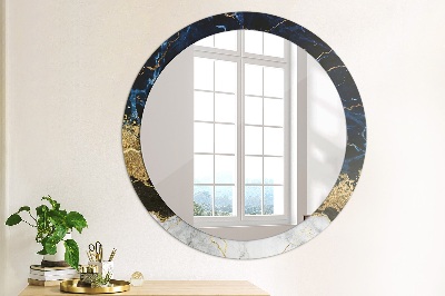 Ronde spiegel met decoratie Blauw marmer