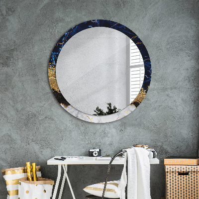 Ronde spiegel met decoratie Blauw marmer