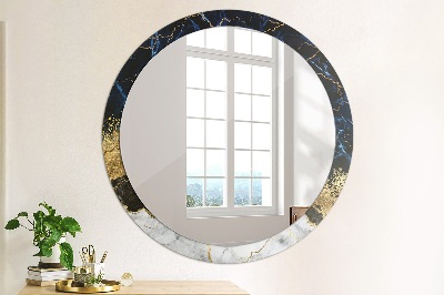 Ronde spiegel met decoratie Blauw marmer