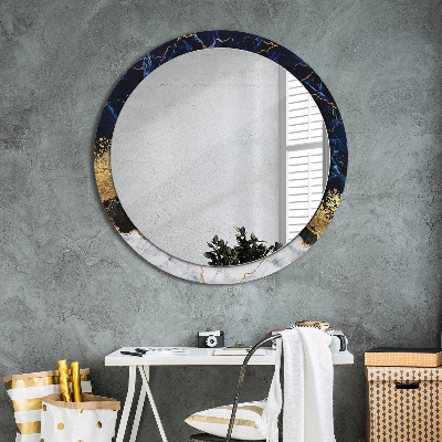 Ronde spiegel met decoratie Blauw marmer