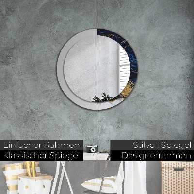 Ronde spiegel met decoratie Blauw marmer