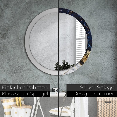 Ronde spiegel met decoratie Blauw marmer