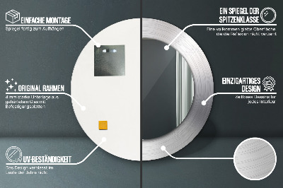 Bedrukte ronde spiegel Glanzend staal