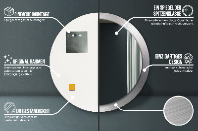Bedrukte ronde spiegel Glanzend staal