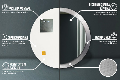 Bedrukte ronde spiegel Glanzend staal