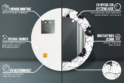 Bedrukte ronde spiegel Lineaire bloemencompositie