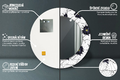 Bedrukte ronde spiegel Lineaire bloemencompositie