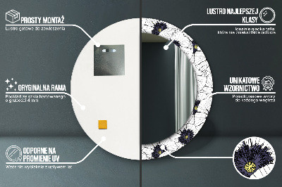 Bedrukte ronde spiegel Lineaire bloemencompositie