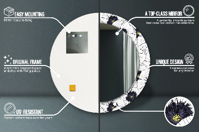 Bedrukte ronde spiegel Lineaire bloemencompositie