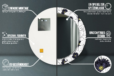 Bedrukte ronde spiegel Lineaire bloemencompositie
