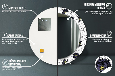 Bedrukte ronde spiegel Lineaire bloemencompositie