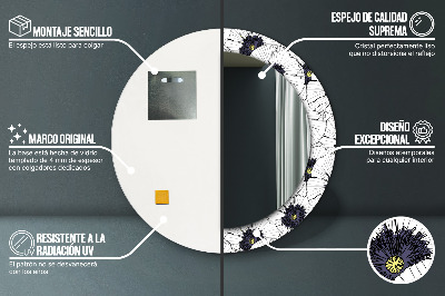 Bedrukte ronde spiegel Lineaire bloemencompositie