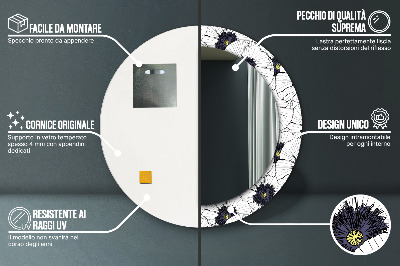 Bedrukte ronde spiegel Lineaire bloemencompositie
