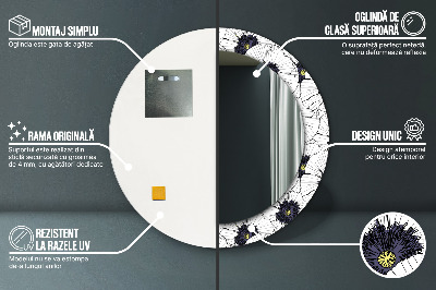 Bedrukte ronde spiegel Lineaire bloemencompositie