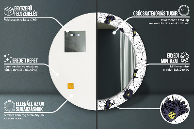 Bedrukte ronde spiegel Lineaire bloemencompositie