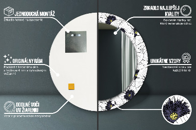 Bedrukte ronde spiegel Lineaire bloemencompositie