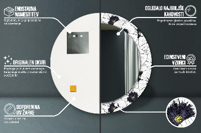 Bedrukte ronde spiegel Lineaire bloemencompositie