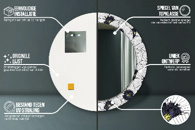 Bedrukte ronde spiegel Lineaire bloemencompositie