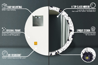 Bedrukte ronde spiegel Lineaire bloemencompositie