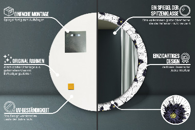 Bedrukte ronde spiegel Lineaire bloemencompositie