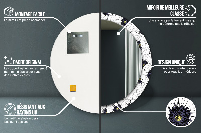 Bedrukte ronde spiegel Lineaire bloemencompositie