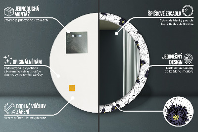 Bedrukte ronde spiegel Lineaire bloemencompositie