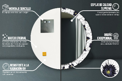 Bedrukte ronde spiegel Lineaire bloemencompositie