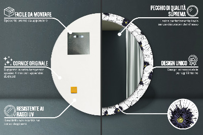 Bedrukte ronde spiegel Lineaire bloemencompositie