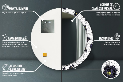Bedrukte ronde spiegel Lineaire bloemencompositie