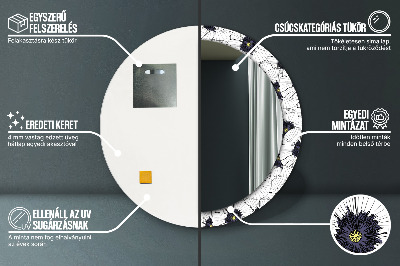 Bedrukte ronde spiegel Lineaire bloemencompositie