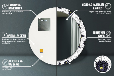Bedrukte ronde spiegel Lineaire bloemencompositie