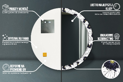 Bedrukte ronde spiegel Lineaire bloemencompositie