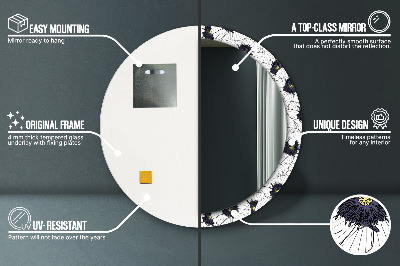 Bedrukte ronde spiegel Lineaire bloemencompositie