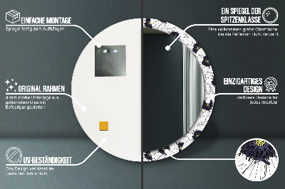 Bedrukte ronde spiegel Lineaire bloemencompositie