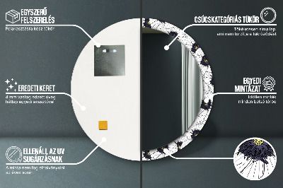 Bedrukte ronde spiegel Lineaire bloemencompositie