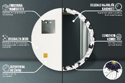 Bedrukte ronde spiegel Lineaire bloemencompositie